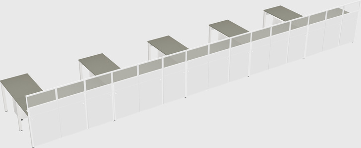 Shared l-shaped cubicle