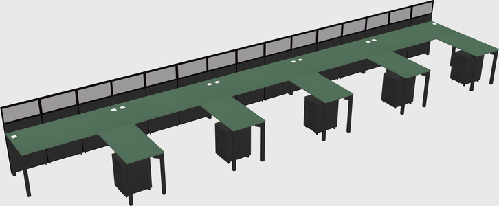 Shared l-shaped cubicle