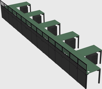 Shared l-shaped cubicle