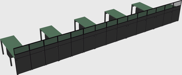 Shared l-shaped cubicle