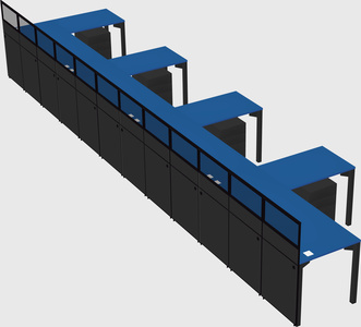 Shared l-shaped cubicle