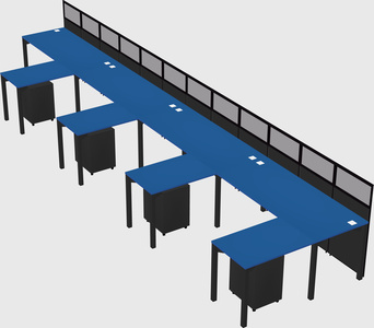 Shared l-shaped cubicle