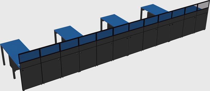 Shared l-shaped cubicle