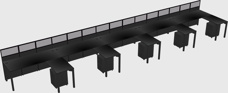 Shared l-shaped cubicle