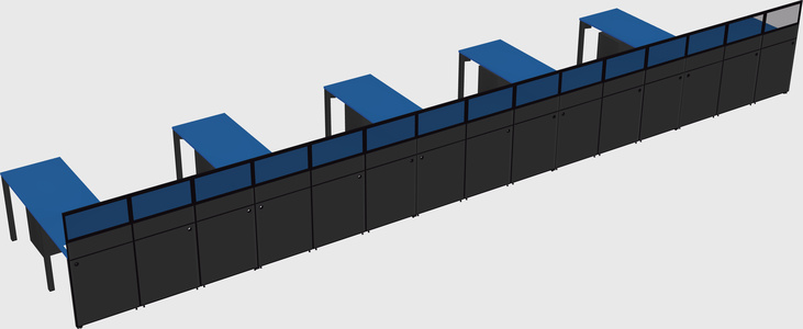 Shared l-shaped cubicle