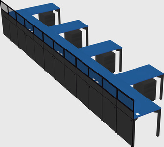 Shared l-shaped cubicle