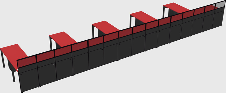 Shared l-shaped cubicle