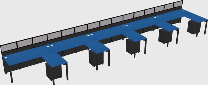 Shared l-shaped cubicle