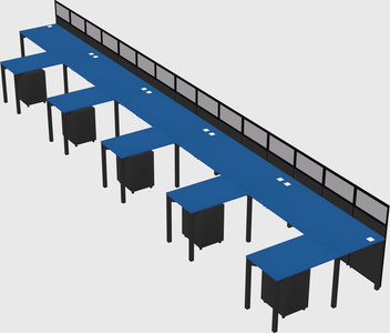Shared l-shaped cubicle