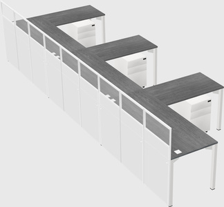 Shared l-shaped cubicle