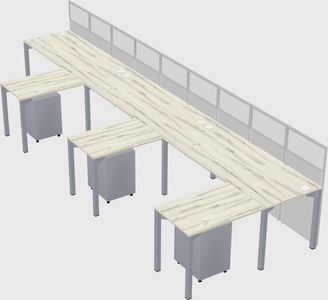 Shared l-shaped cubicle