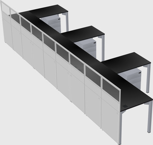 Shared l-shaped cubicle