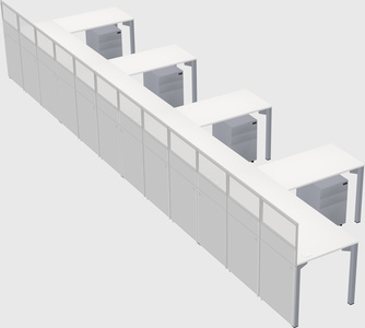 Shared l-shaped cubicle
