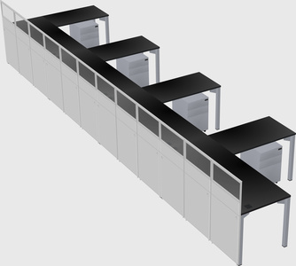 Shared l-shaped cubicle
