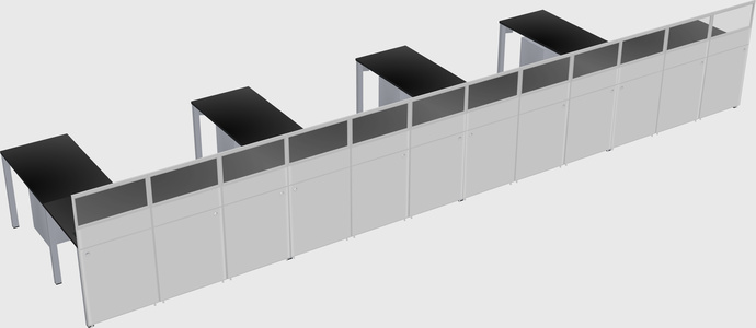 Shared l-shaped cubicle