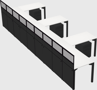 Shared l-shaped cubicle