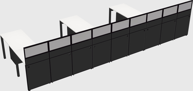 Shared l-shaped cubicle