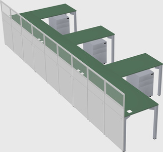 Shared l-shaped cubicle