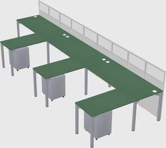 Shared l-shaped cubicle