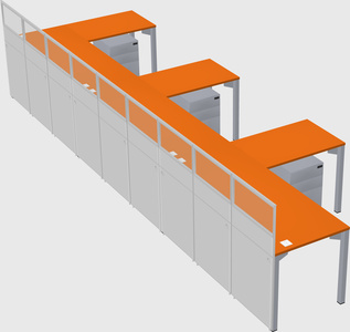 Shared l-shaped cubicle
