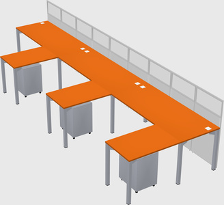 Shared l-shaped cubicle