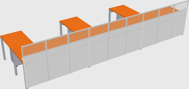 Shared l-shaped cubicle