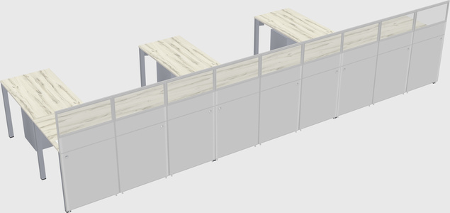 Shared l-shaped cubicle
