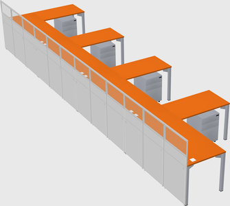 Shared l-shaped cubicle