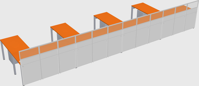 Shared l-shaped cubicle