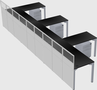 Shared l-shaped cubicle