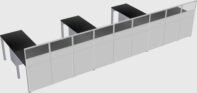 Shared l-shaped cubicle