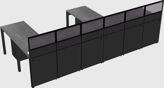 Shared l-shaped cubicle