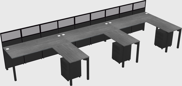 Shared l-shaped cubicle