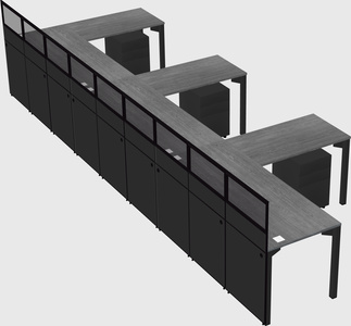 Shared l-shaped cubicle