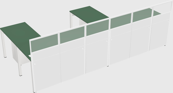 Shared l-shaped cubicle