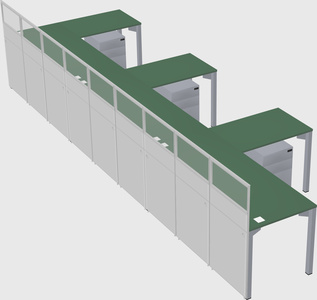 Shared l-shaped cubicle