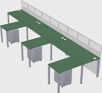Shared l-shaped cubicle