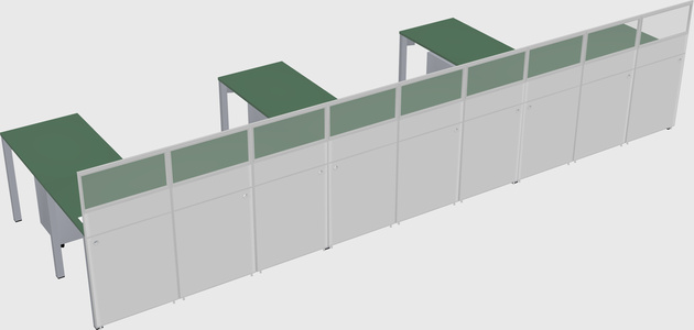Shared l-shaped cubicle