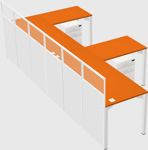 Shared l-shaped cubicle