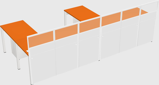 Shared l-shaped cubicle