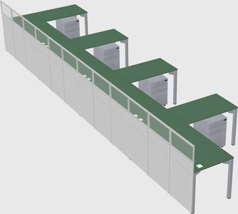 Shared l-shaped cubicle