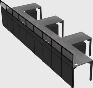 Shared l-shaped cubicle