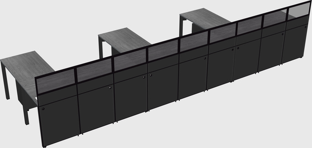 Shared l-shaped cubicle