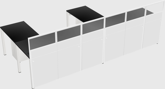 Shared l-shaped cubicle