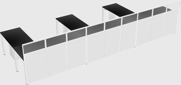 Shared l-shaped cubicle