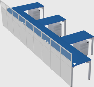 Shared l-shaped cubicle
