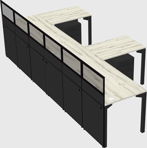 Shared l-shaped cubicle