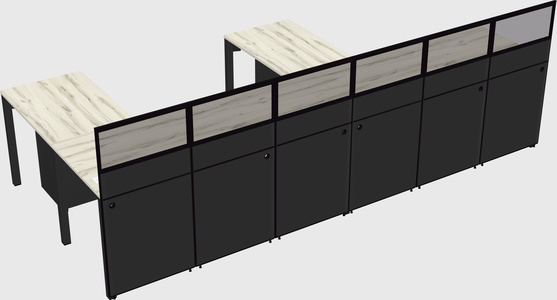 Shared l-shaped cubicle