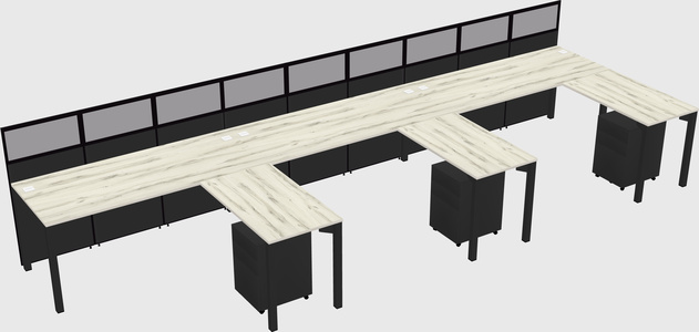 Shared l-shaped cubicle
