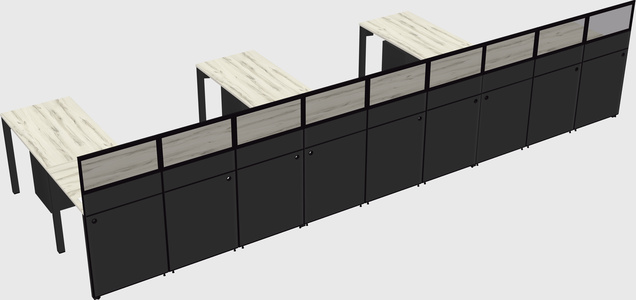 Shared l-shaped cubicle